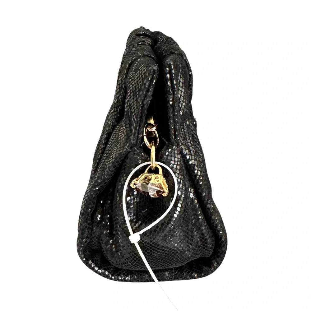 🆕 Henri Bendel Black Snakeskin Evening Bag Clutch